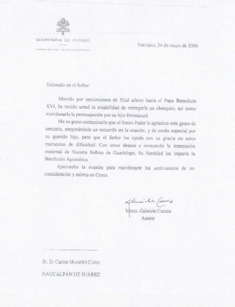 Carta de S.S. Benedicto XVI